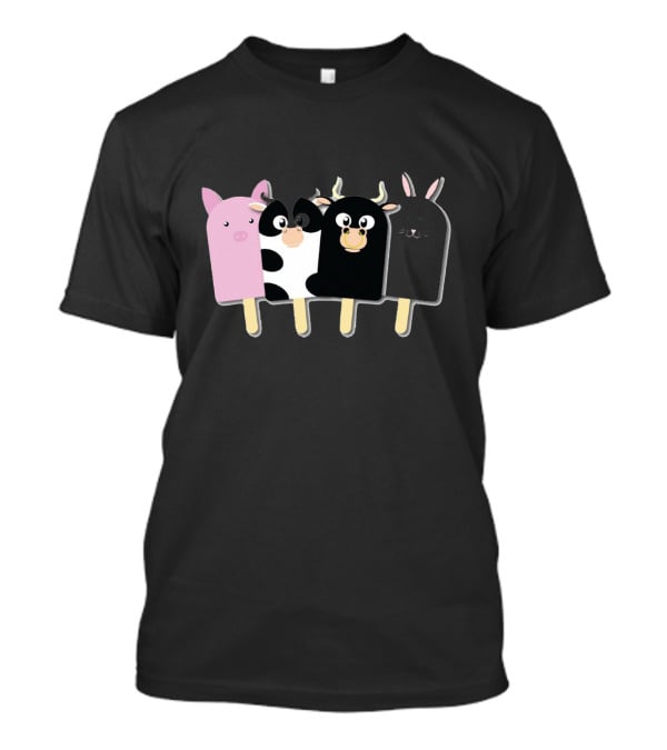 Animal Farm Popsicle Pig Cow Bull Bunny Quartet T-Shirt