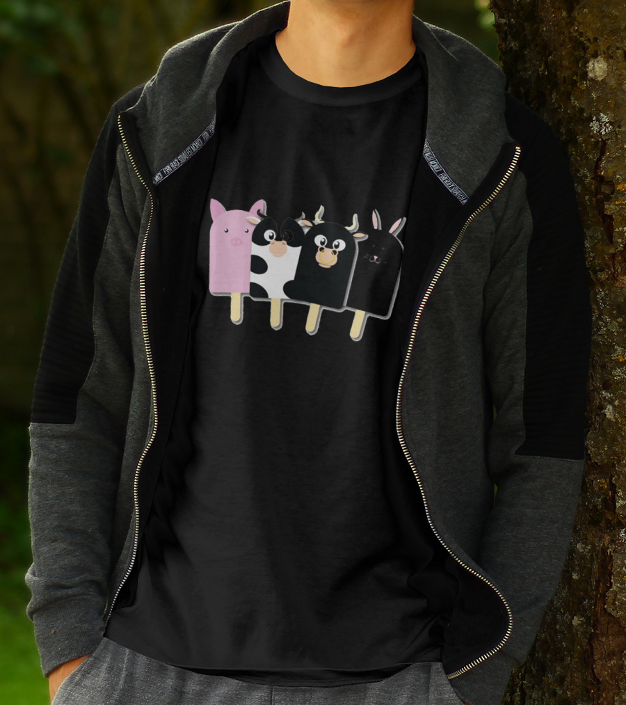 Animal Farm Popsicle Pig Cow Bull Bunny Quartet T-Shirt
