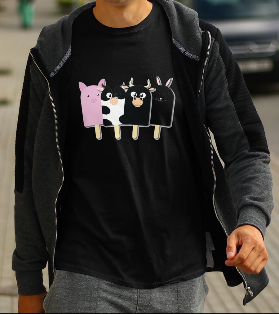Animal Farm Popsicle Pig Cow Bull Bunny Quartet T-Shirt