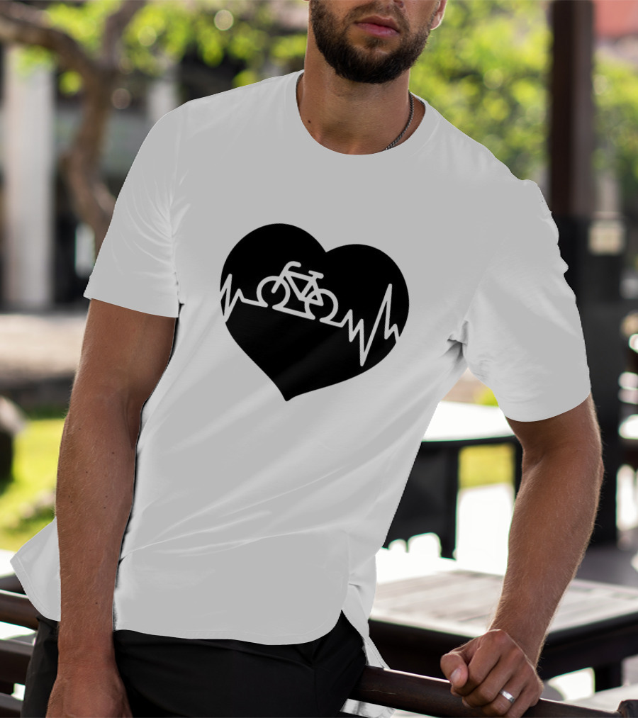 Bicycle Heartbeat Pulse Inside Heart T-Shirt