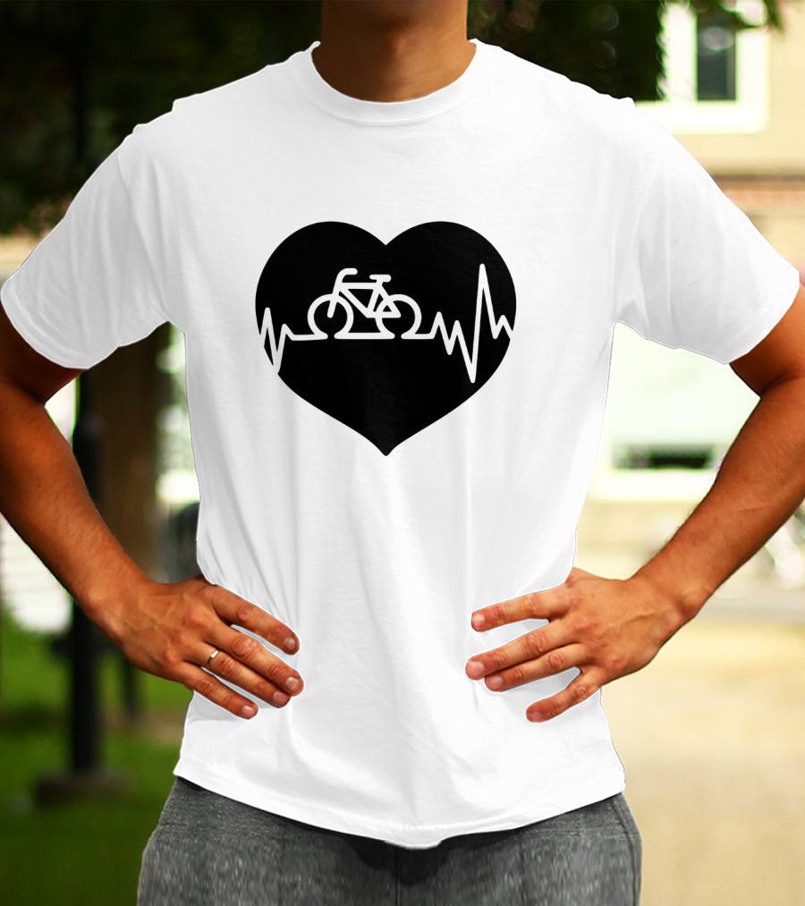 Bicycle Heartbeat Pulse Inside Heart T-Shirt