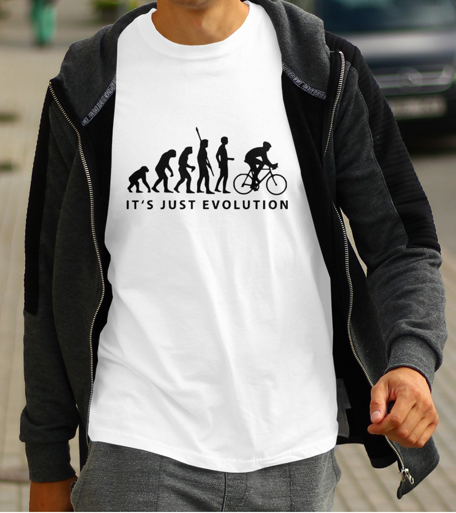 It's Just Evolution Silhouette Of Cycling Through Human History T-Shirt