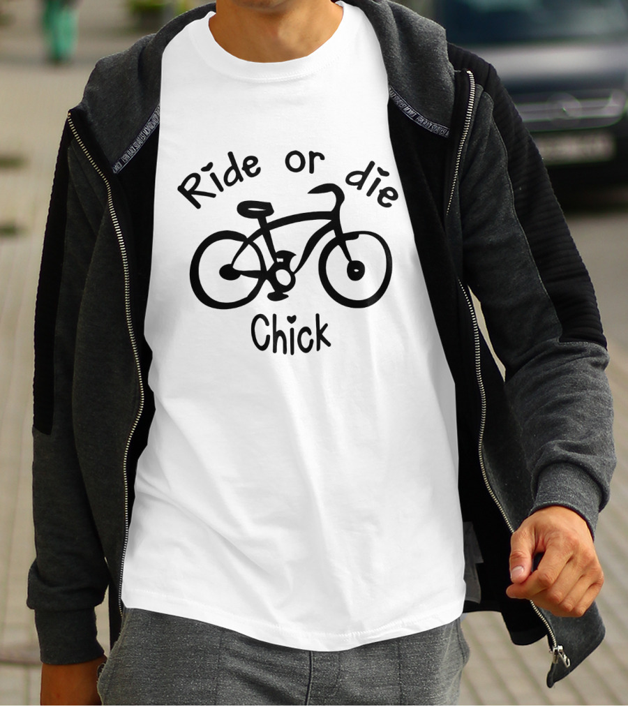 Ride Or Die Chick Bicycle Graphic With Heart Detail T-Shirt