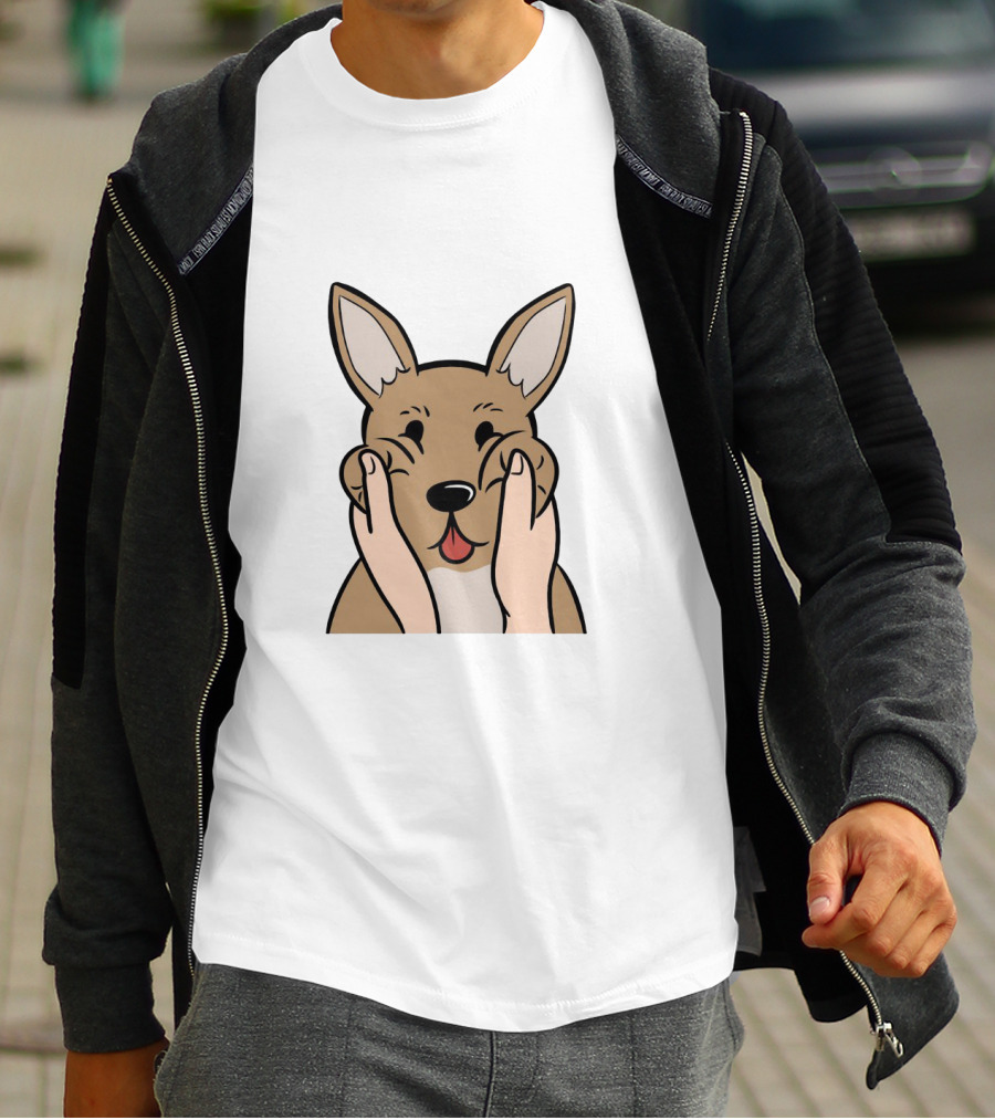 Chihuahua Chubby Cheeks Cute Face Squeezing Happy Expression T-Shirt