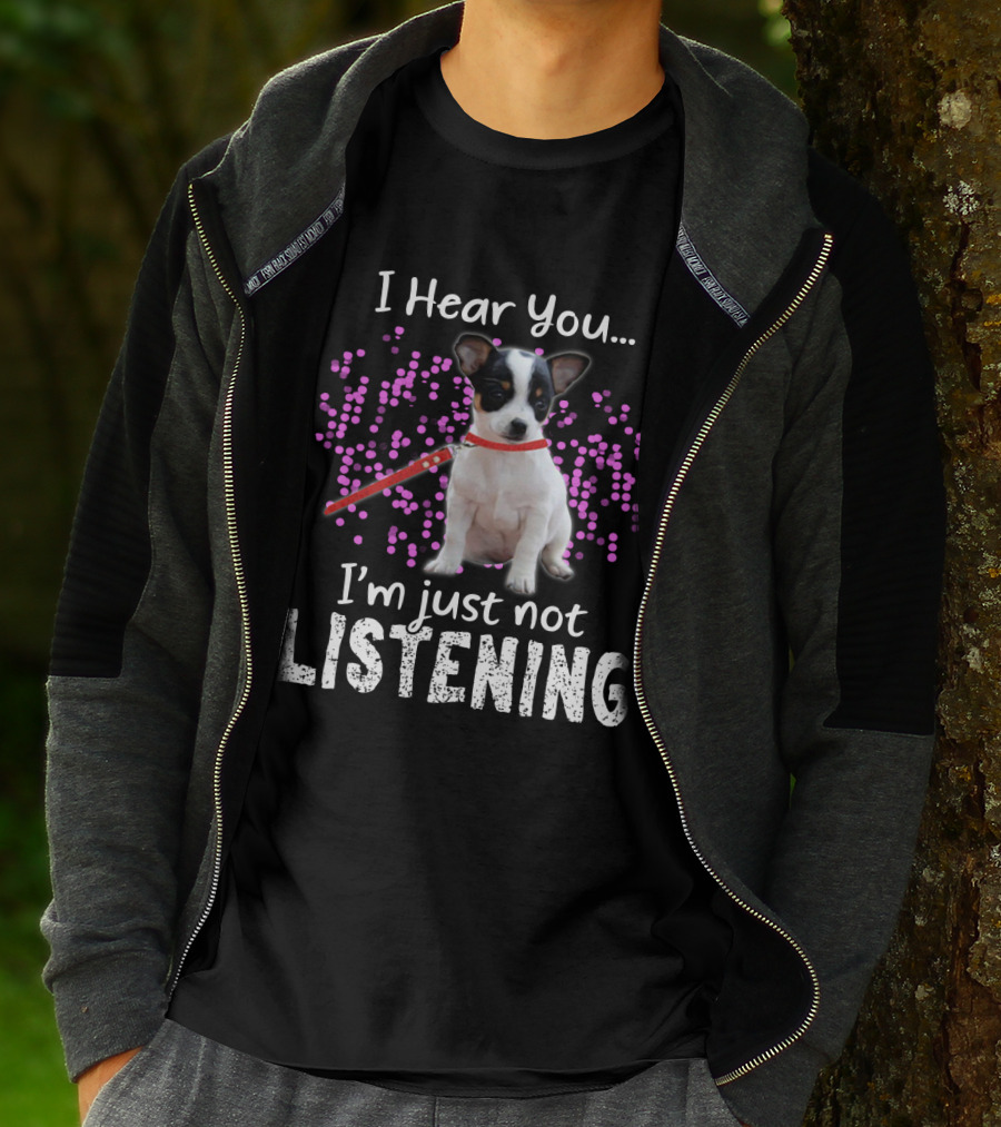 Chihuahua I Hear You I'm Just Not Listening With Pink Dots T-Shirt