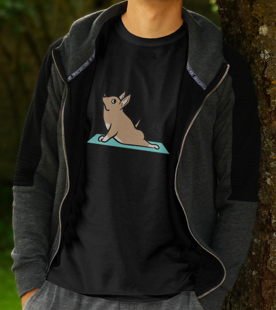 Chihuahua Yoga Pose With Fart Cloud On Mat T-Shirt