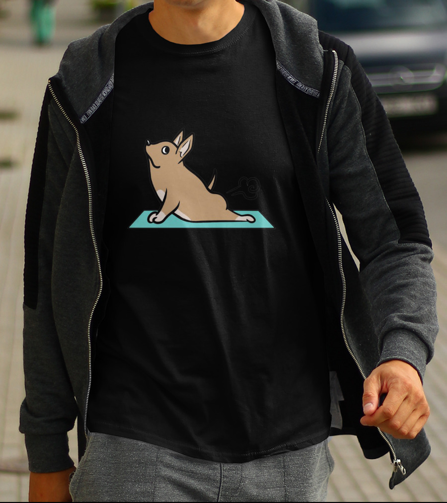 Chihuahua Yoga Pose With Fart Cloud On Mat T-Shirt