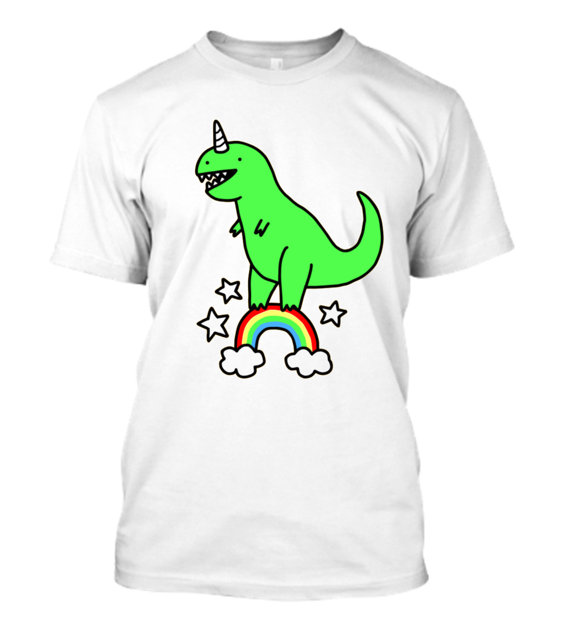 Unicorn Dinosaur With Stars And Rainbow T-Shirt