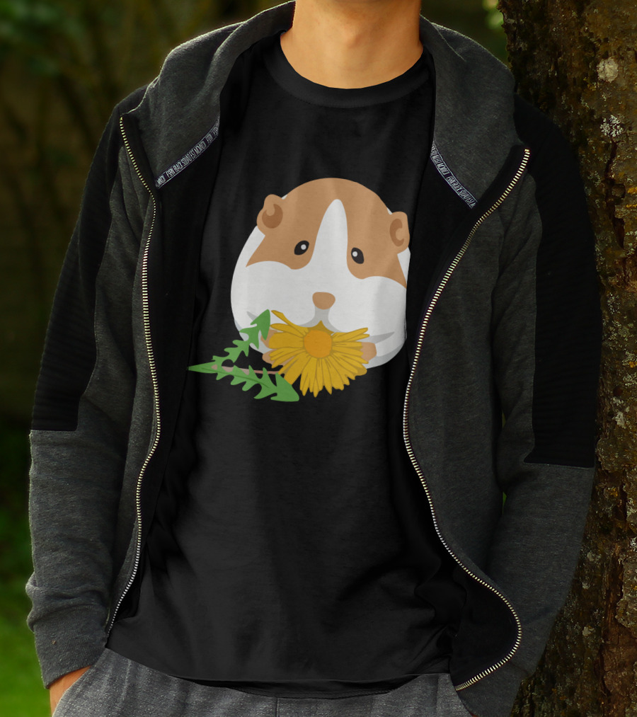 Guinea Pig With Dandelion And Green Leaves T-Shirt