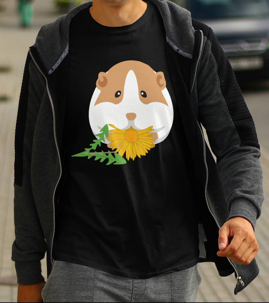 Guinea Pig With Dandelion And Green Leaves T-Shirt