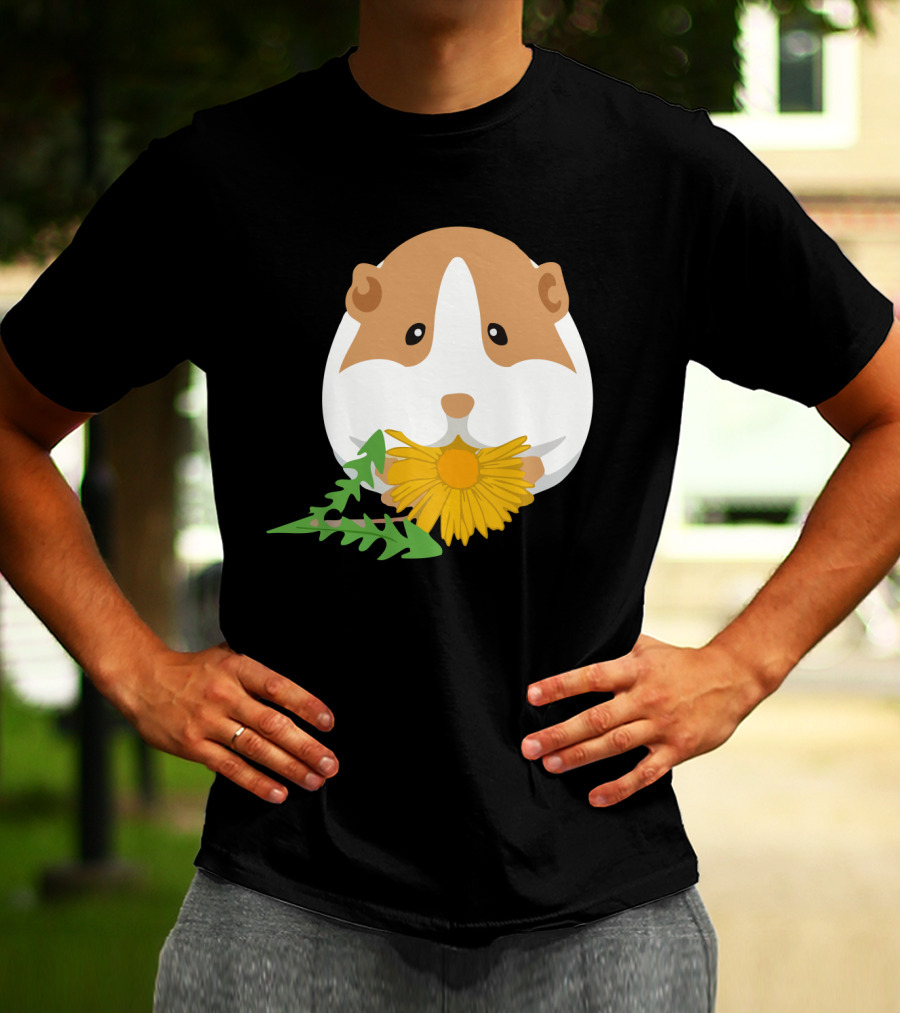 Guinea Pig With Dandelion And Green Leaves T-Shirt
