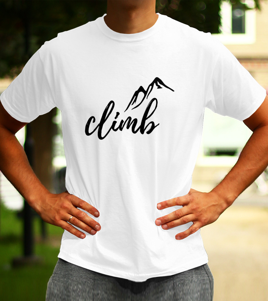 Climb The Tallest Mountain Illustration With Minimalist Mountain T-Shirt