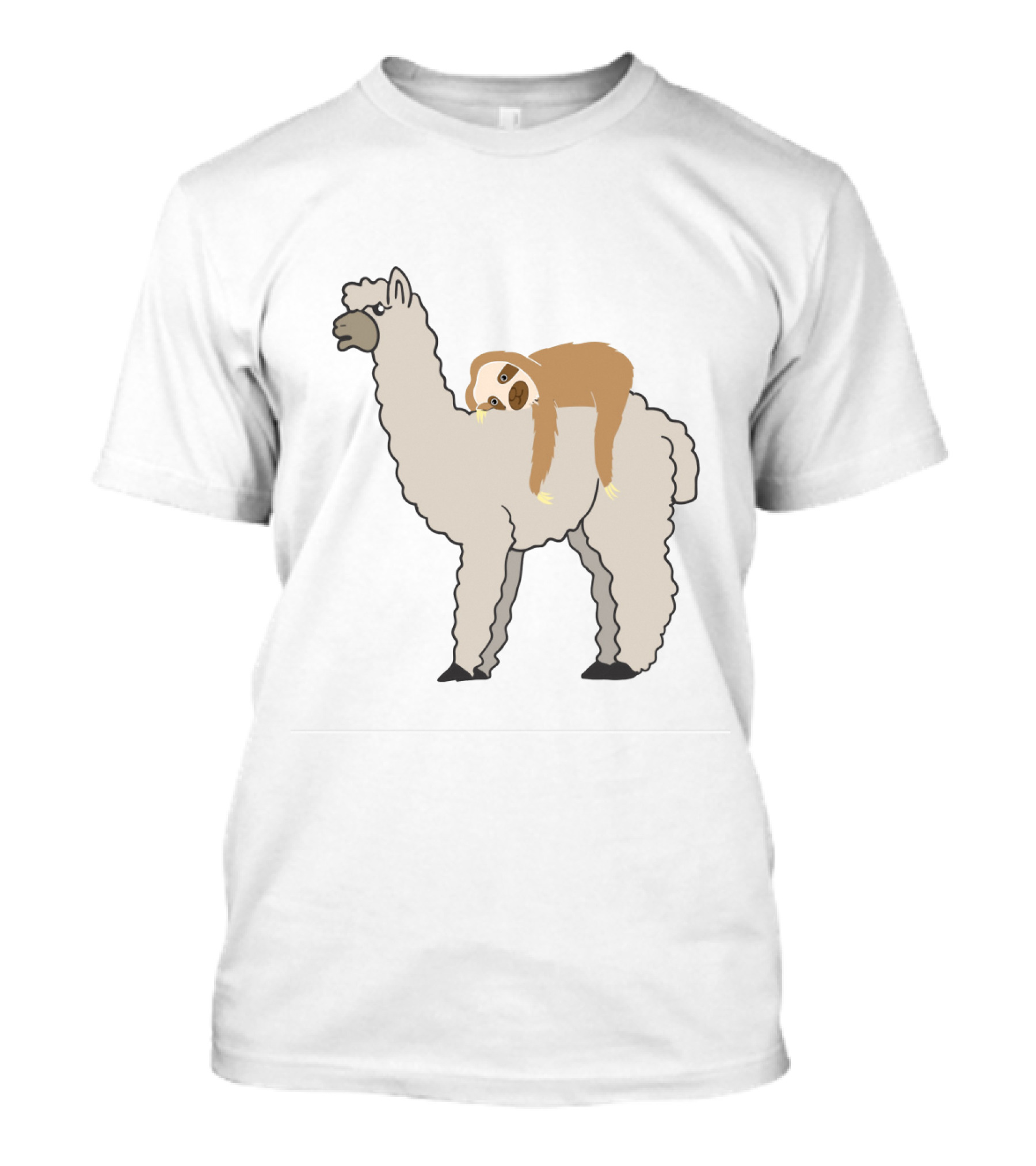 Cute And Funny Sleepy Sloth Riding A Llama T-Shirt