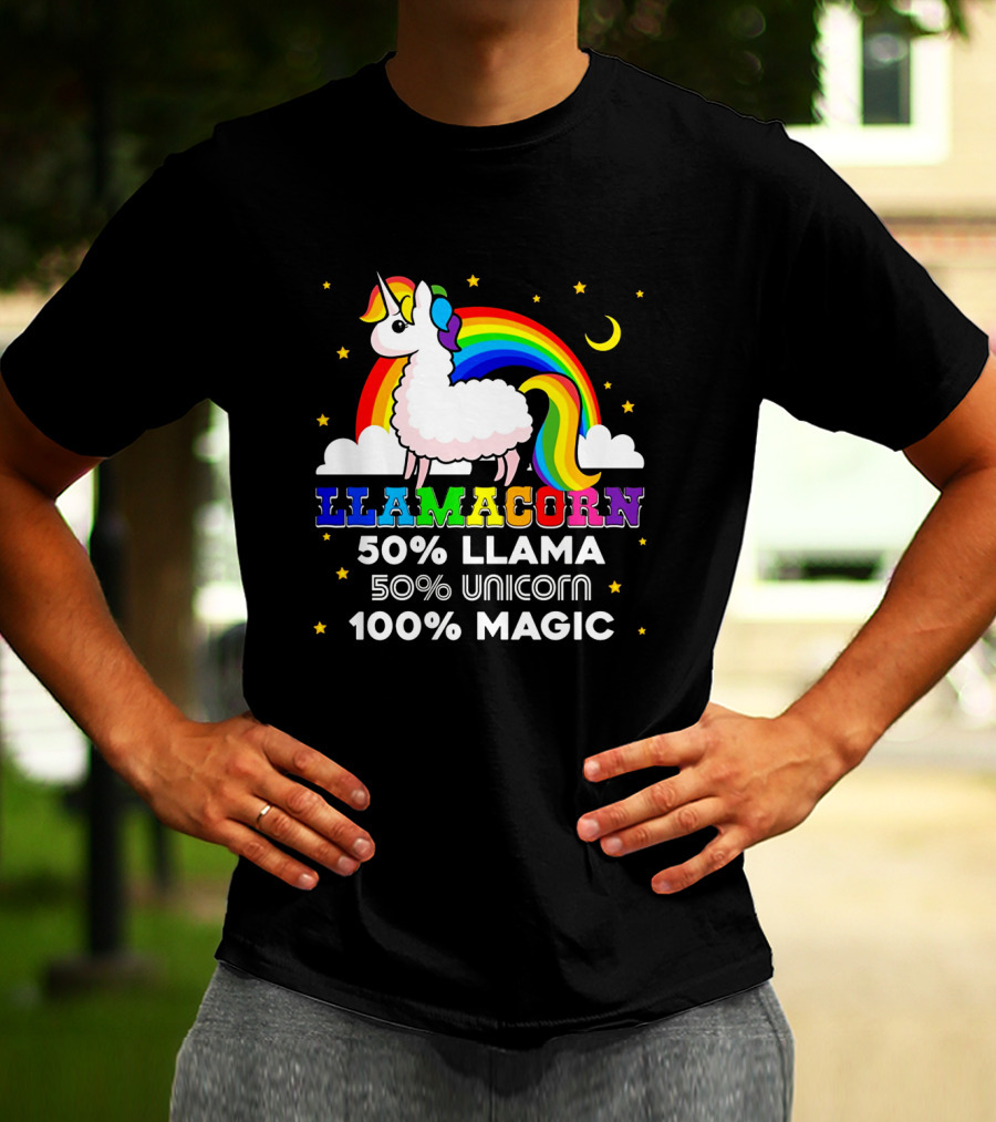 Llamacorn Rainbow Magic 50% Llama 50% Unicorn 100% Magic T-Shirt