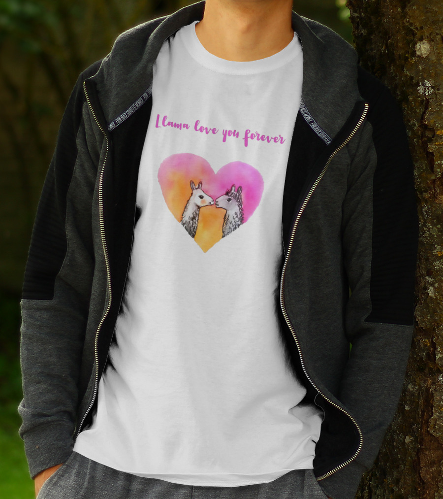 Llama Love You Forever Heart With Two Llamas T-Shirt