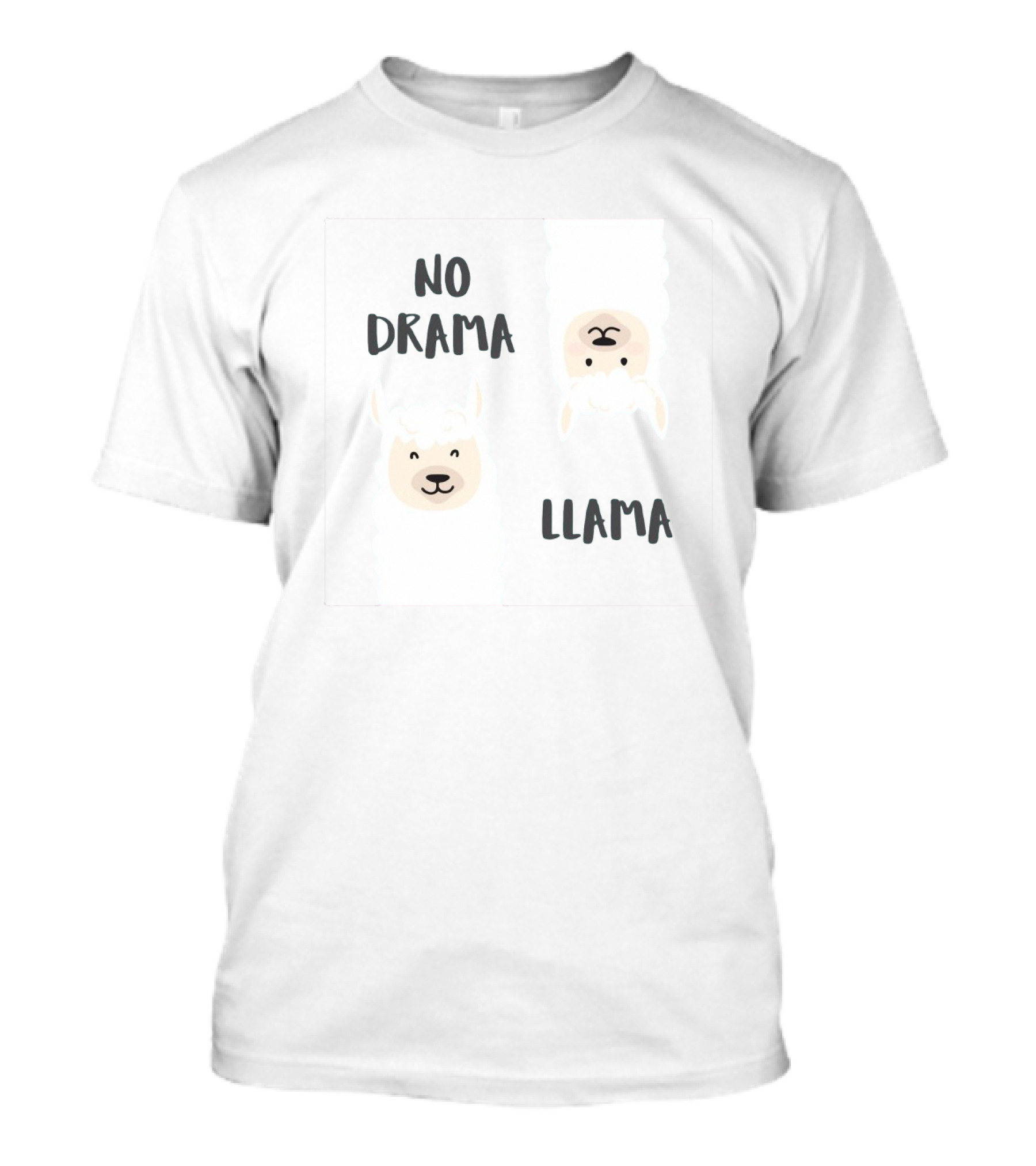 No Drama Llama Cute Cartoon Alpaca Faces T-Shirt