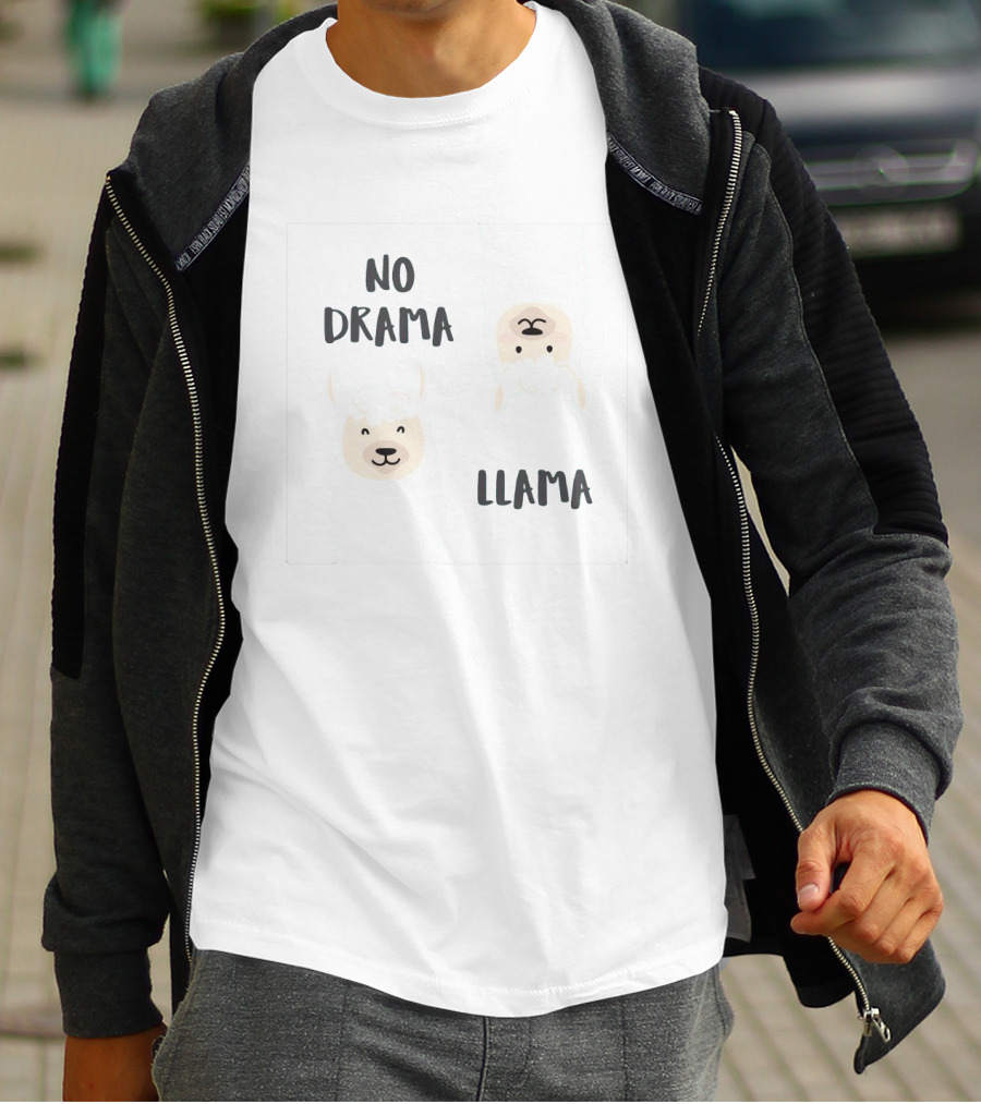 No Drama Llama Cute Cartoon Alpaca Faces T-Shirt