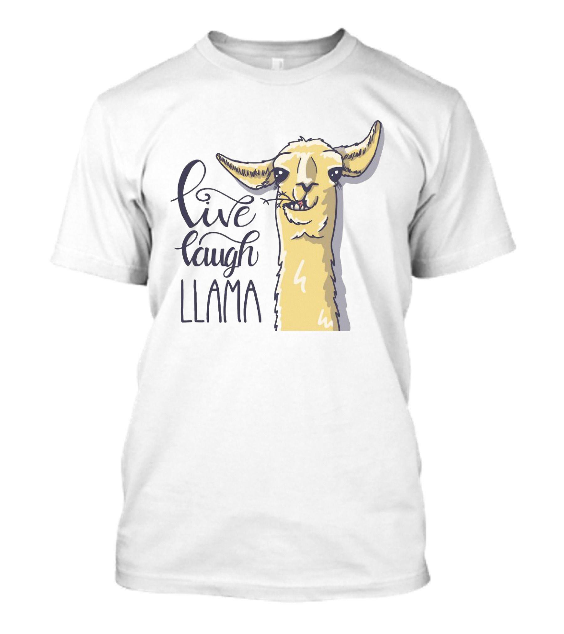 Live Laugh Llama Cartoon Illustration With Whimsical Llama Sketch T-Shirt