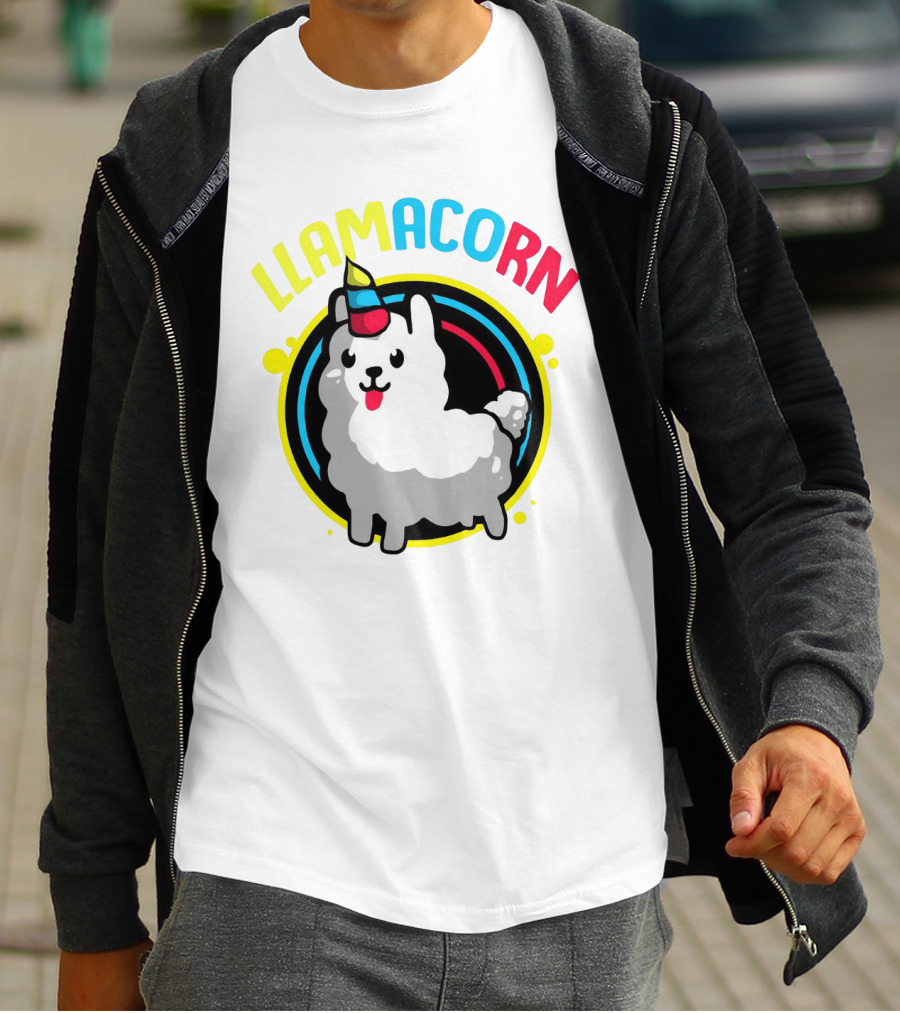 Llamacorn Charming Cute Alpaca With Rainbow Horn T-Shirt