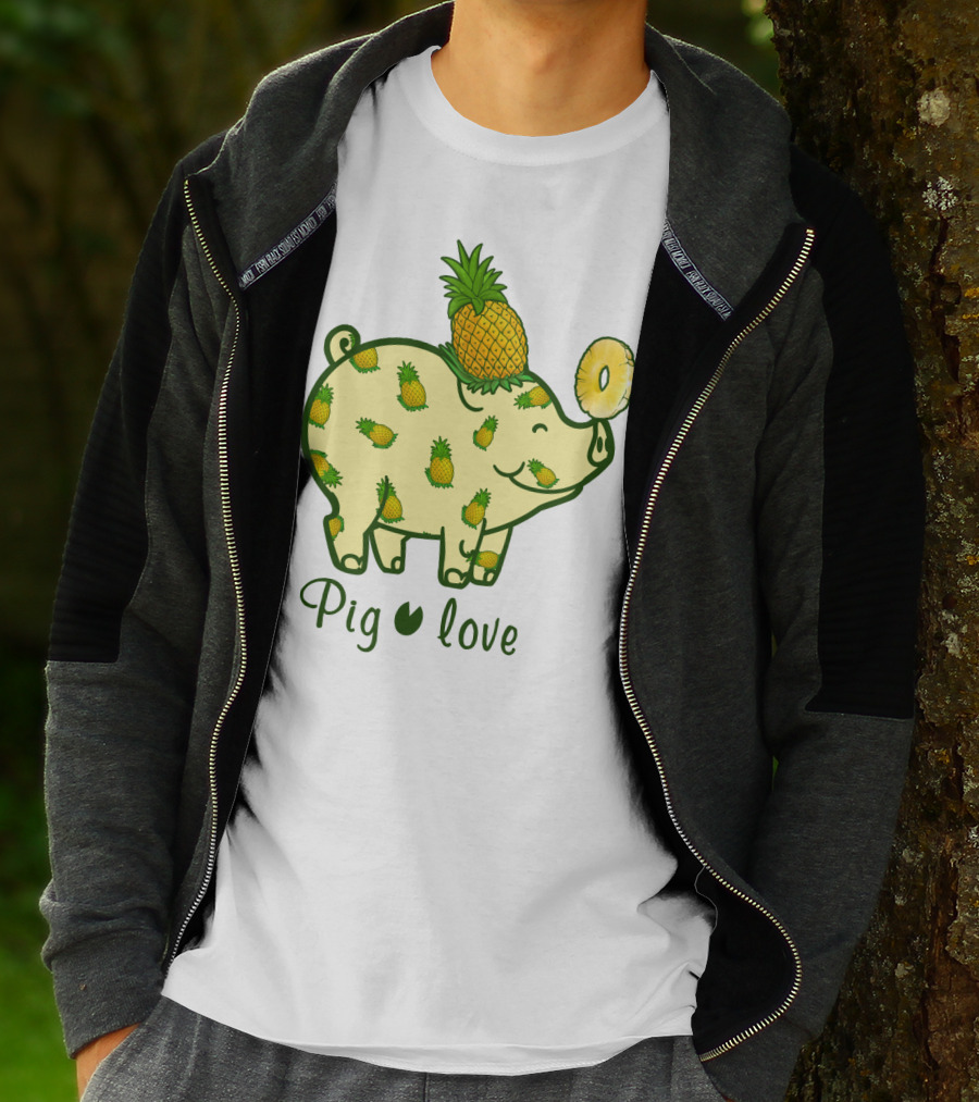 Pig Love Pineapple Cute Pig Farm Animal Pineapple T-Shirt