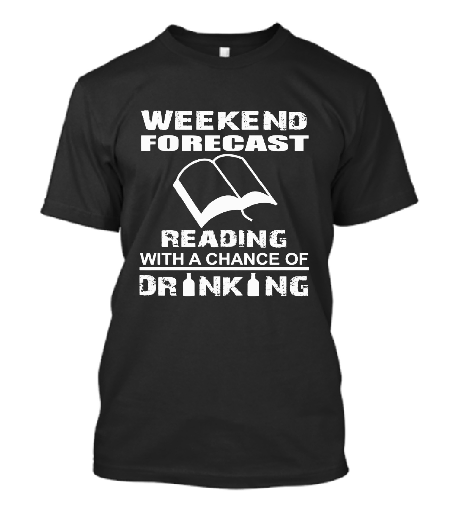 Weekend Forecast Reading With A Chance Of Drinking Book And Bottle Icons T-Shirt