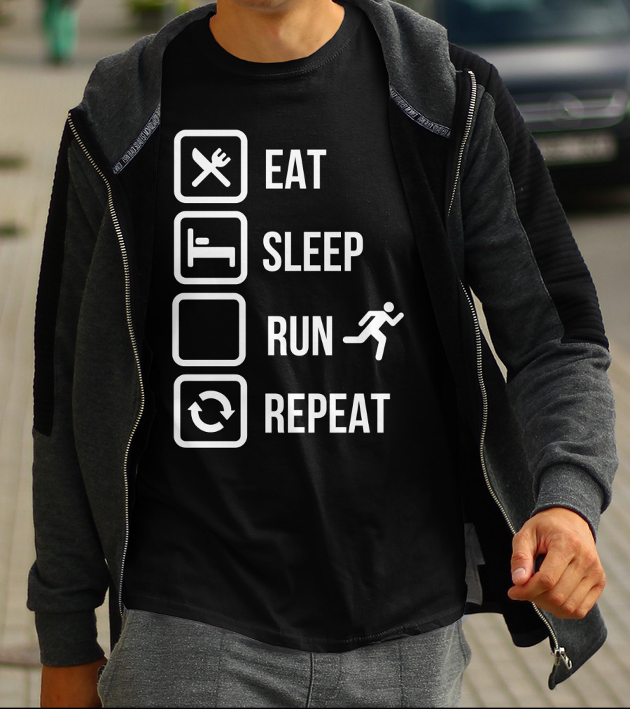 Eat Sleep Run Repeat With Iconic Activity Sequence T-Shirt