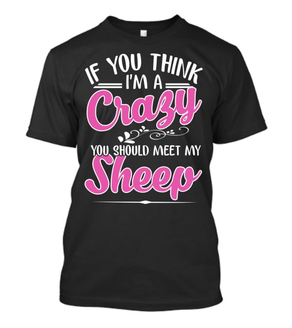 If You Think I'm A Crazy You Should Meet My Sheep Playful Text T-Shirt