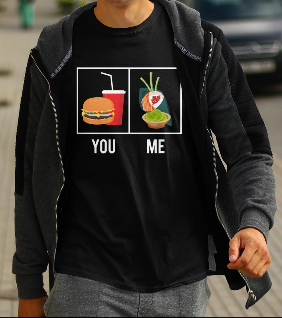 Sushi Sushi You Me Burger Drink Fun Contrast T-Shirt