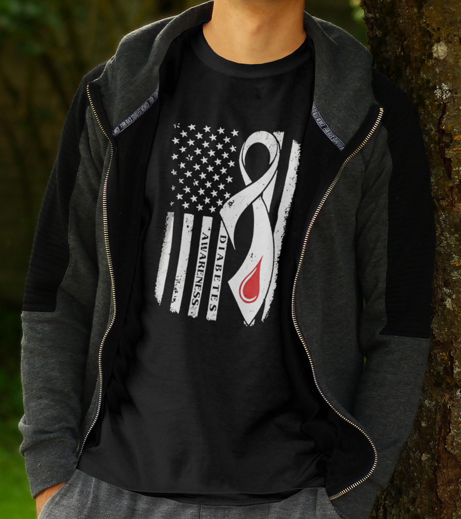 USA Flag Diabetes Awareness T-Shirt
