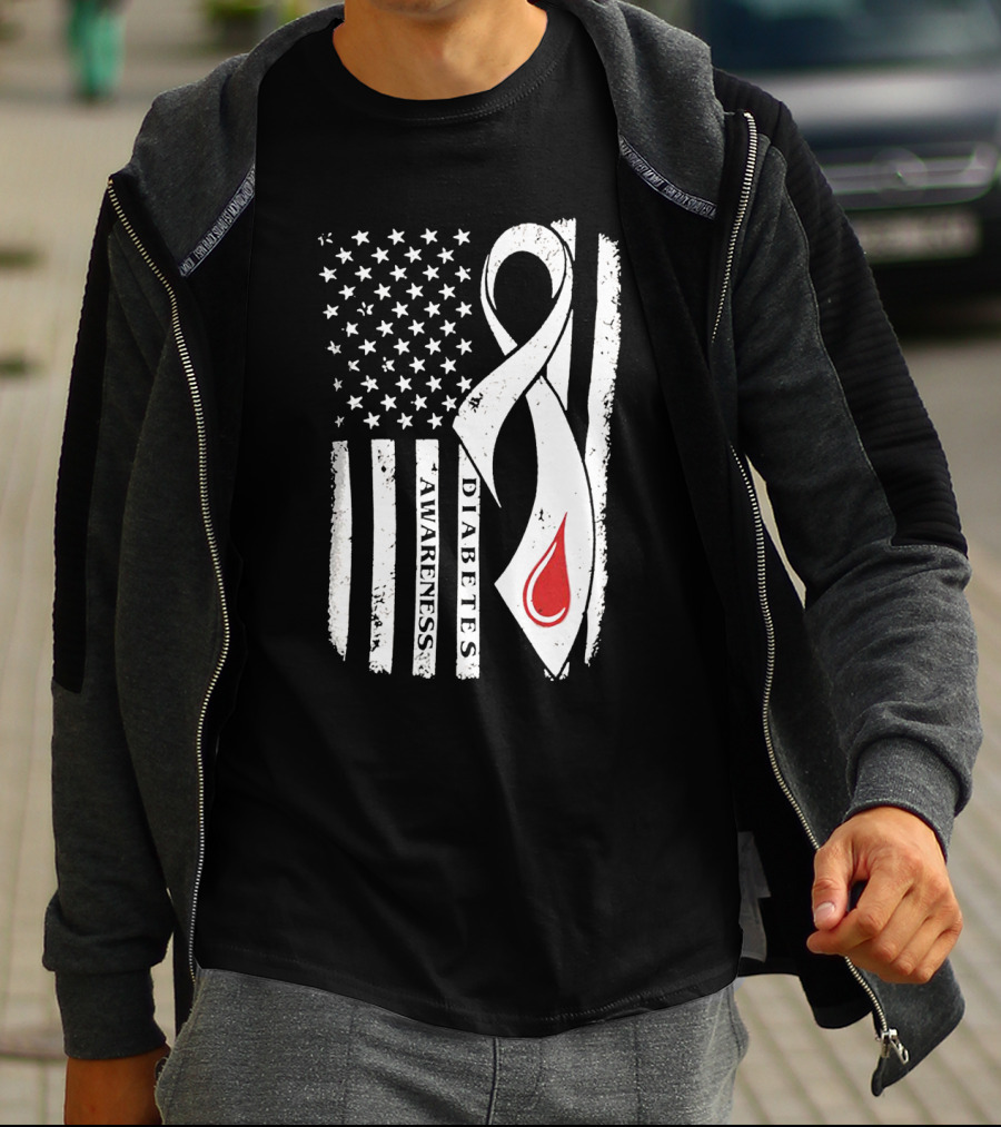 USA Flag Diabetes Awareness T-Shirt