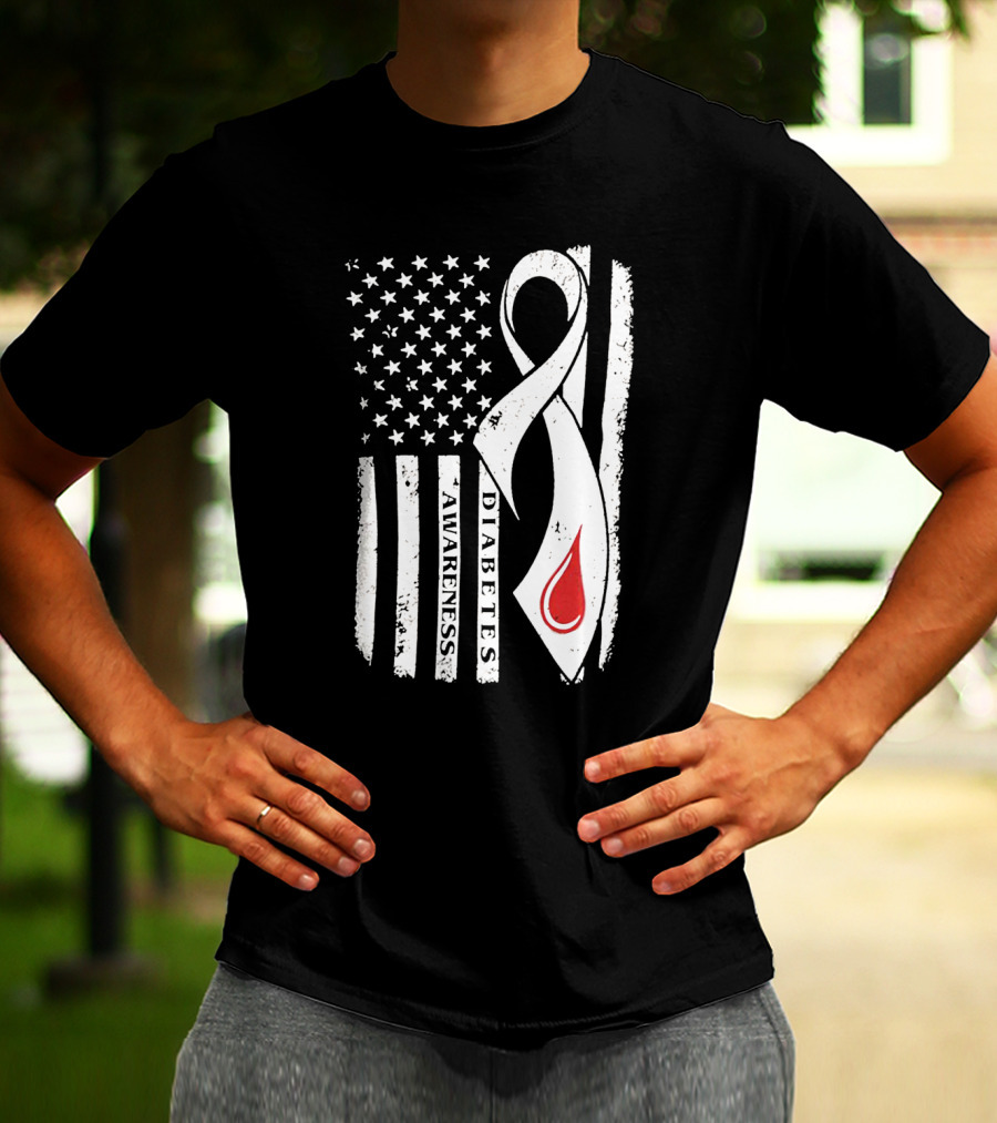 USA Flag Diabetes Awareness T-Shirt