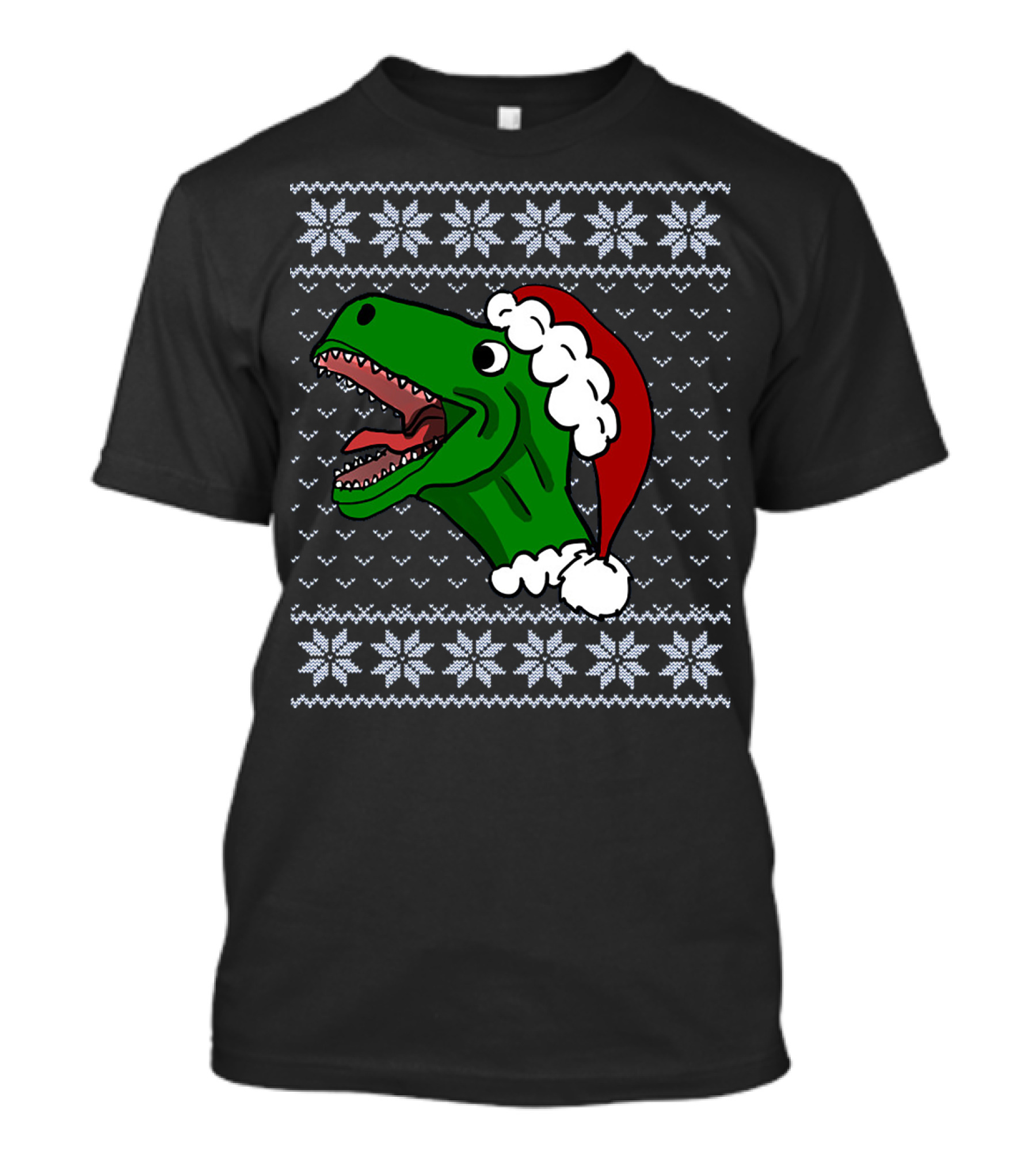 T Rex Christmas Ugly Sweater Santa Hat T-Shirt