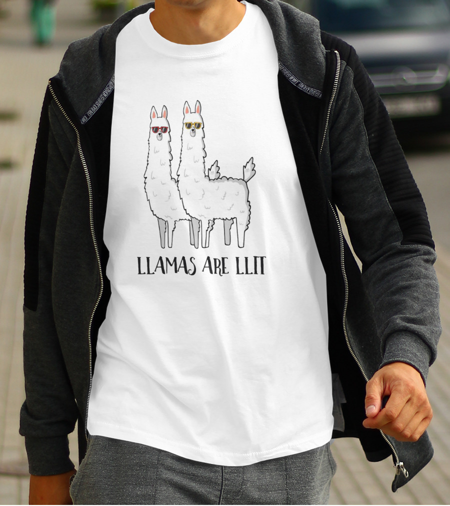 Llamas Are Llit Duo With Cool Sunglasses T-Shirt