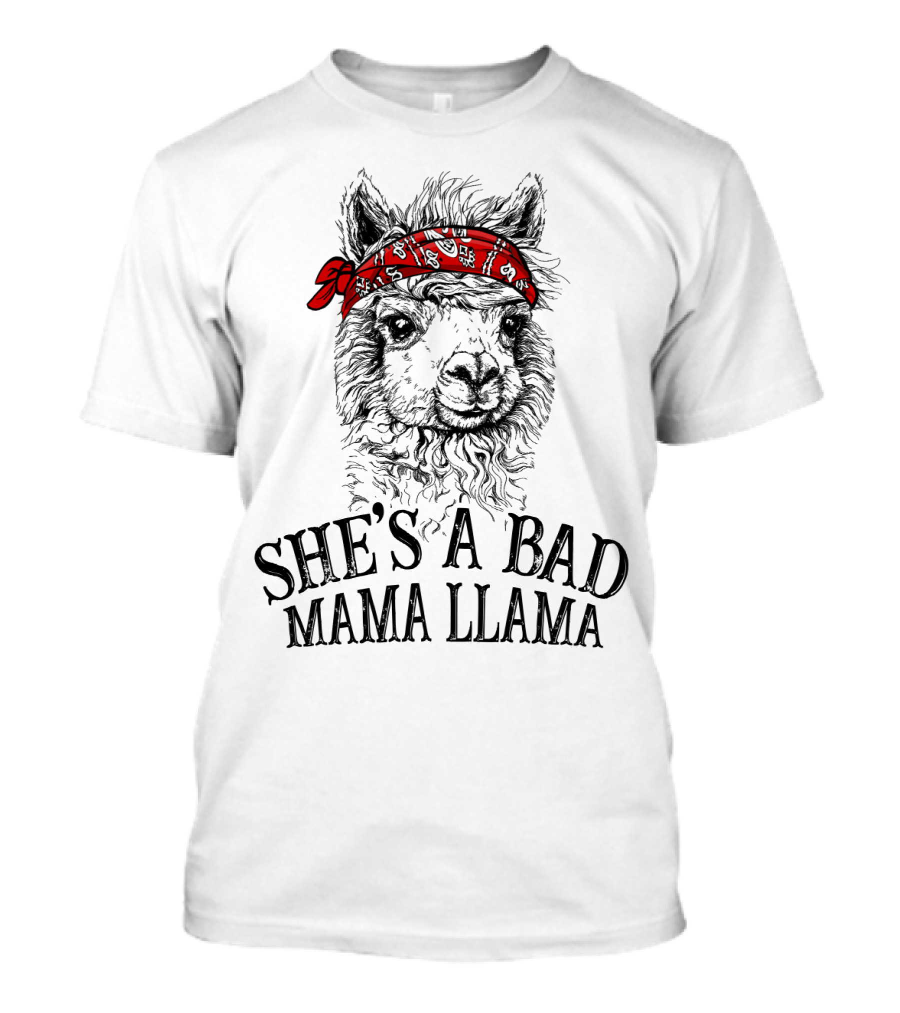 She's A Bad Mama Llama Red Bandana T-Shirt