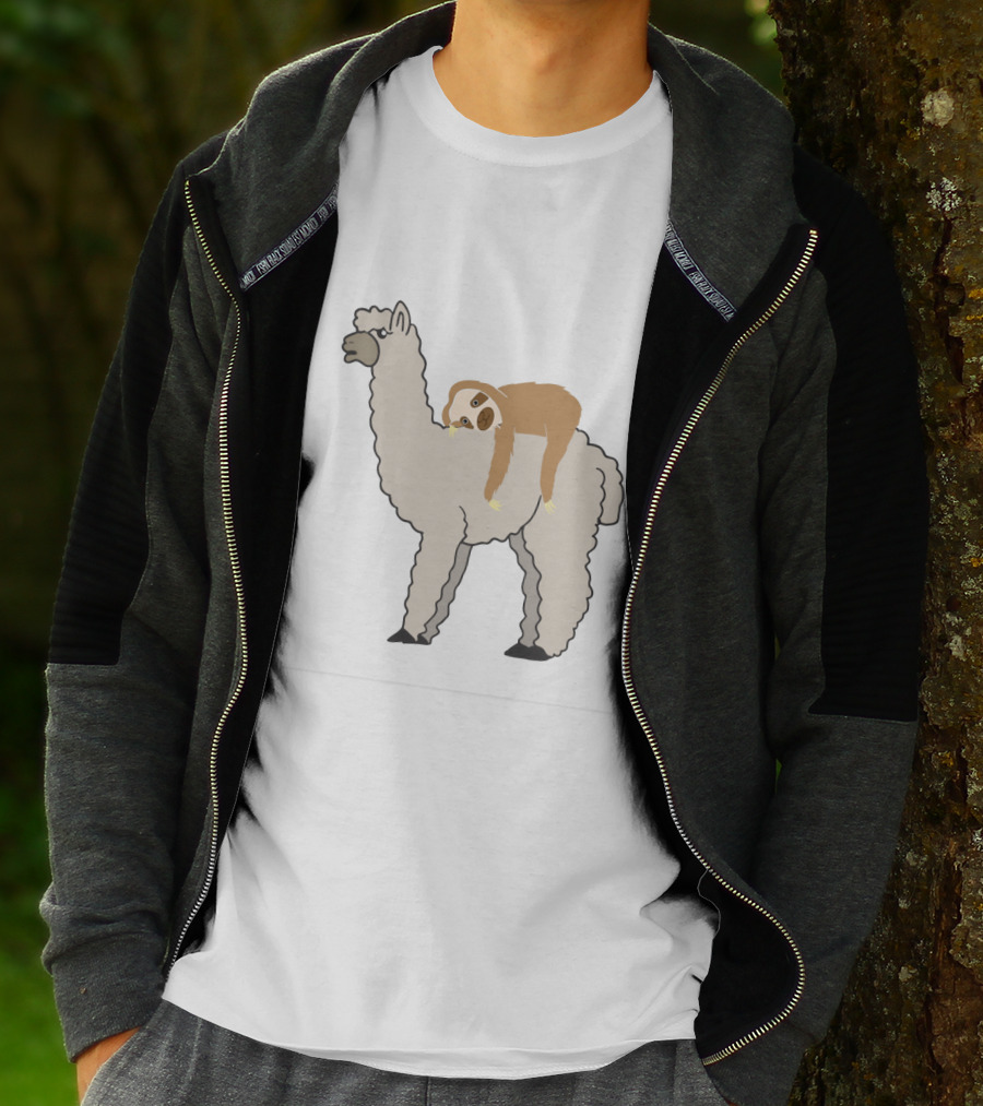 Adorable Sloth Laying On A Llama T-Shirt