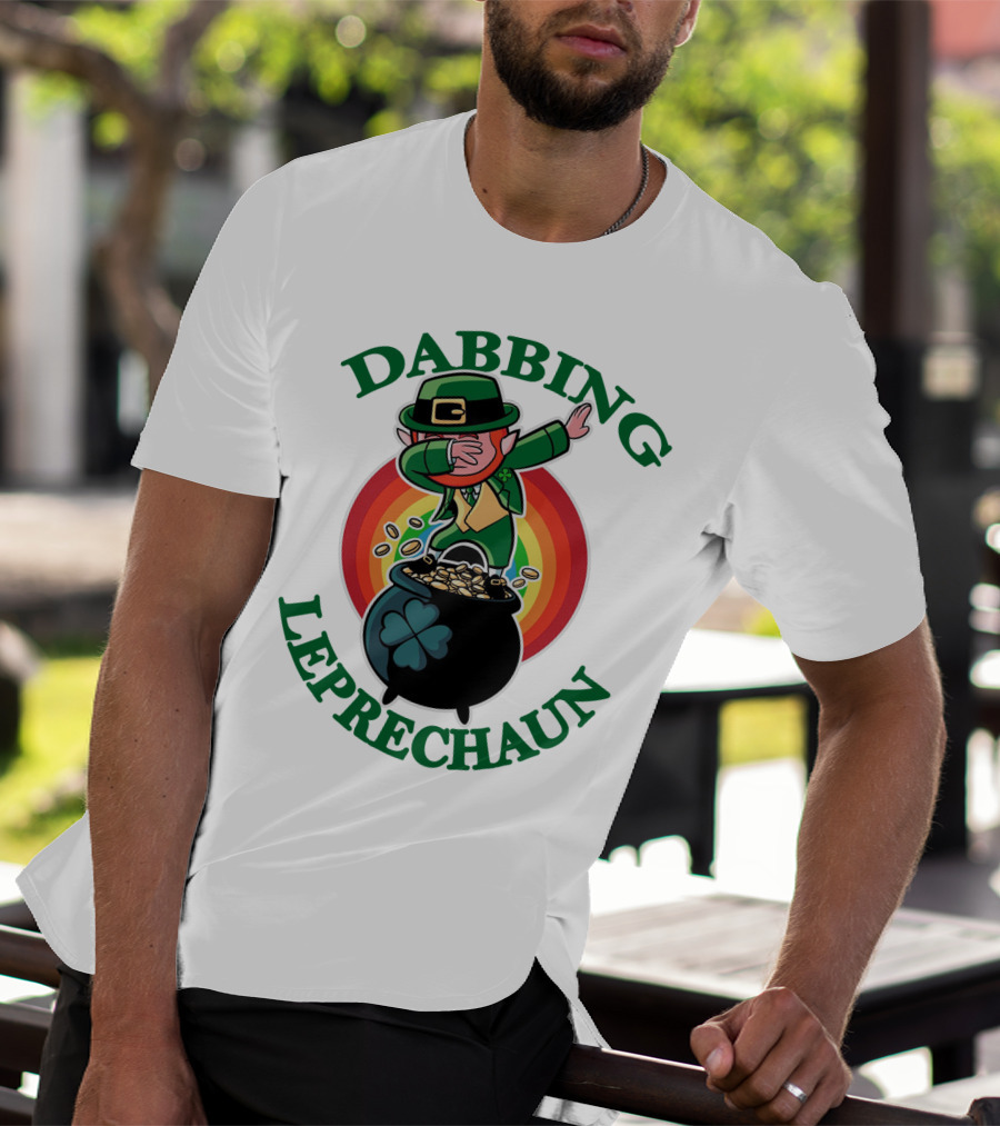 Dabbing Leprechaun Pot Of Gold St. Patrick's Day Rainbow T-Shirt