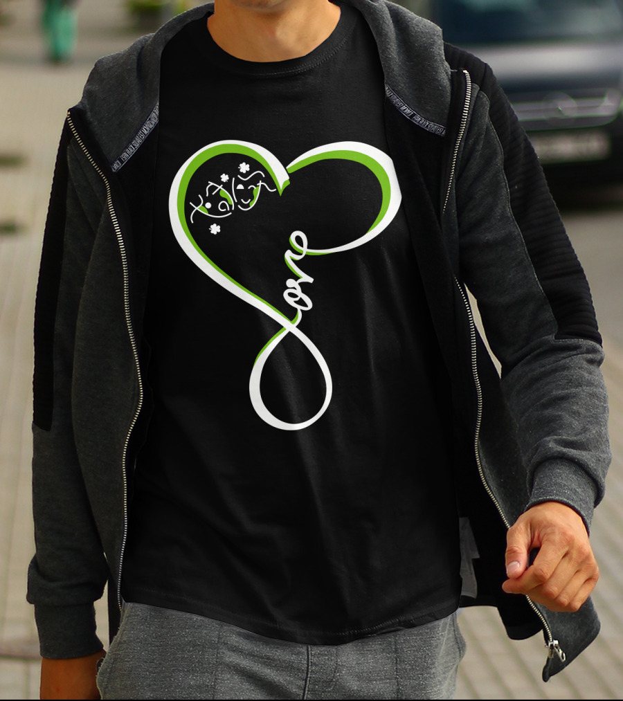 Irish Shamrock Heart Love T-Shirt