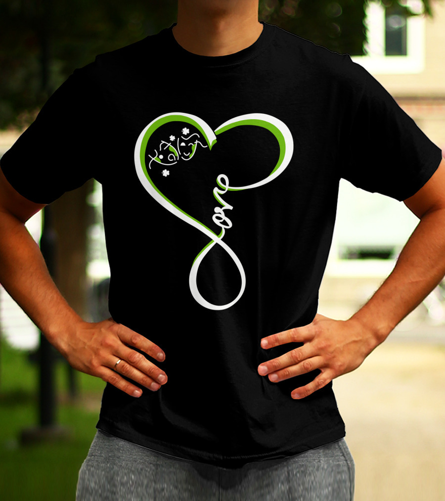 Irish Shamrock Heart Love T-Shirt