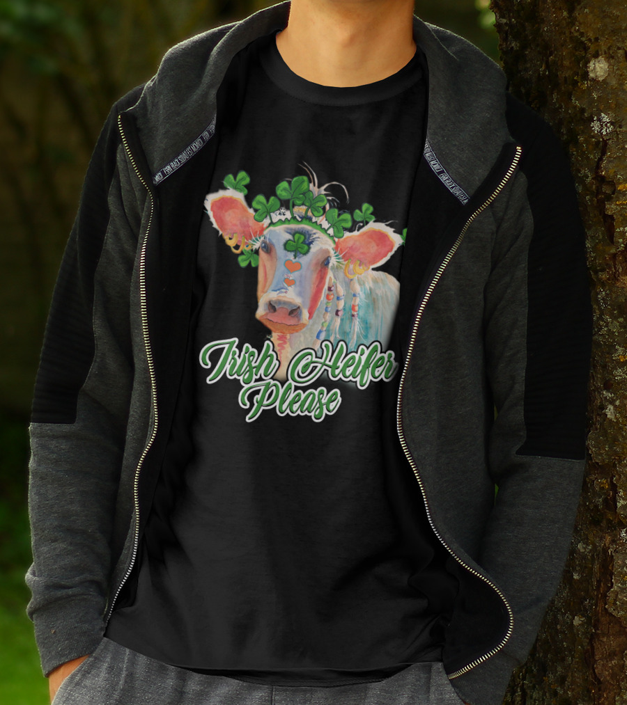Irish Heifer Please With Shamrock Cow T-Shirt
