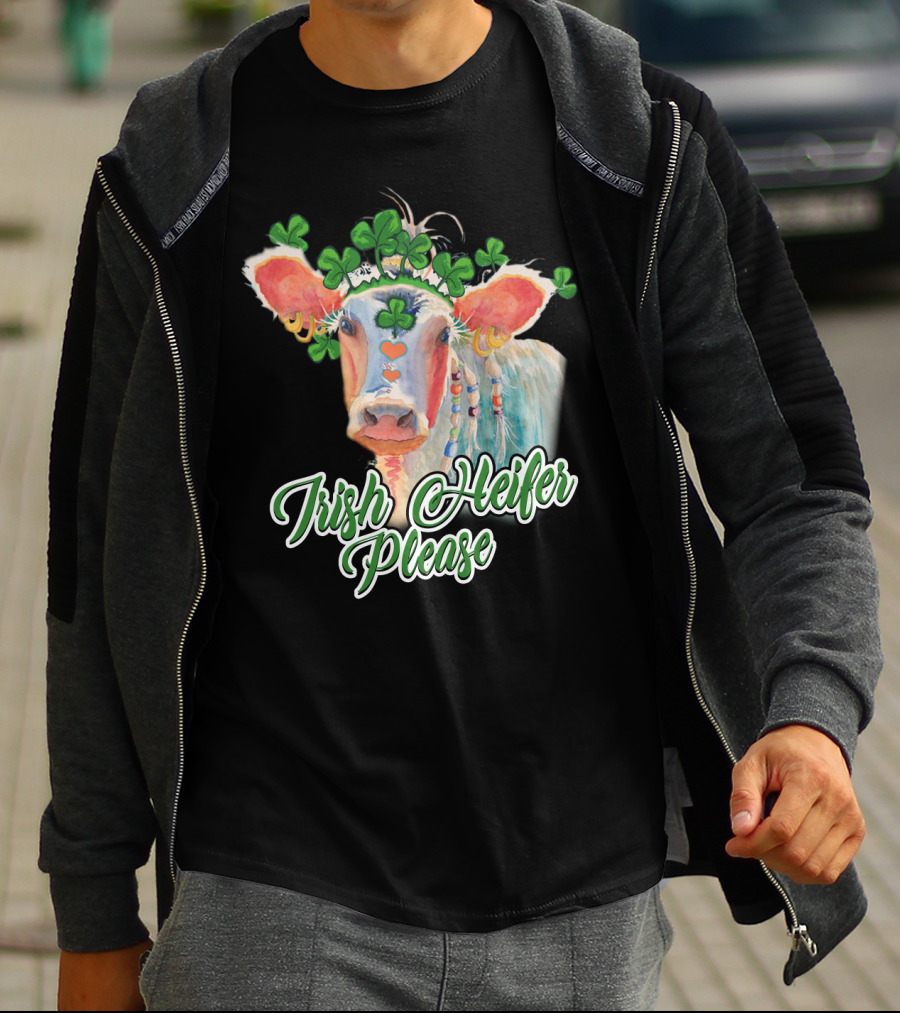 Irish Heifer Please With Shamrock Cow T-Shirt