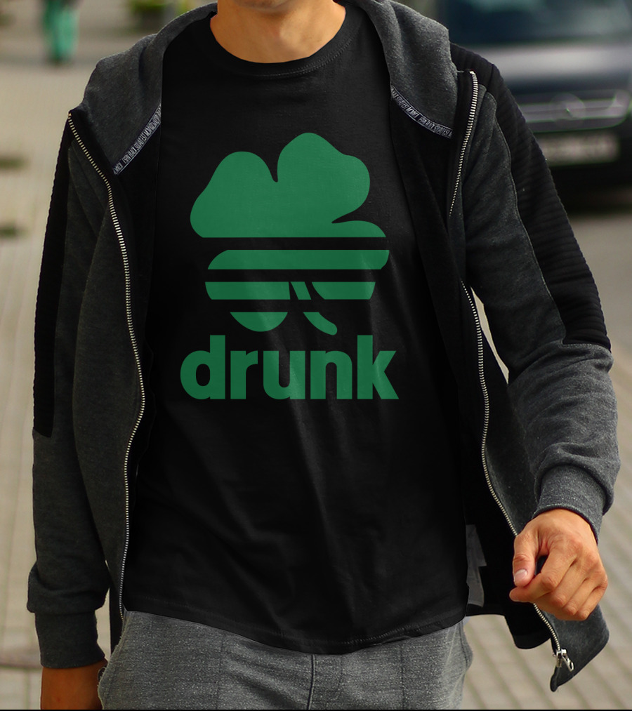 St Patricks Day Drunk Clover Stripe T-Shirt