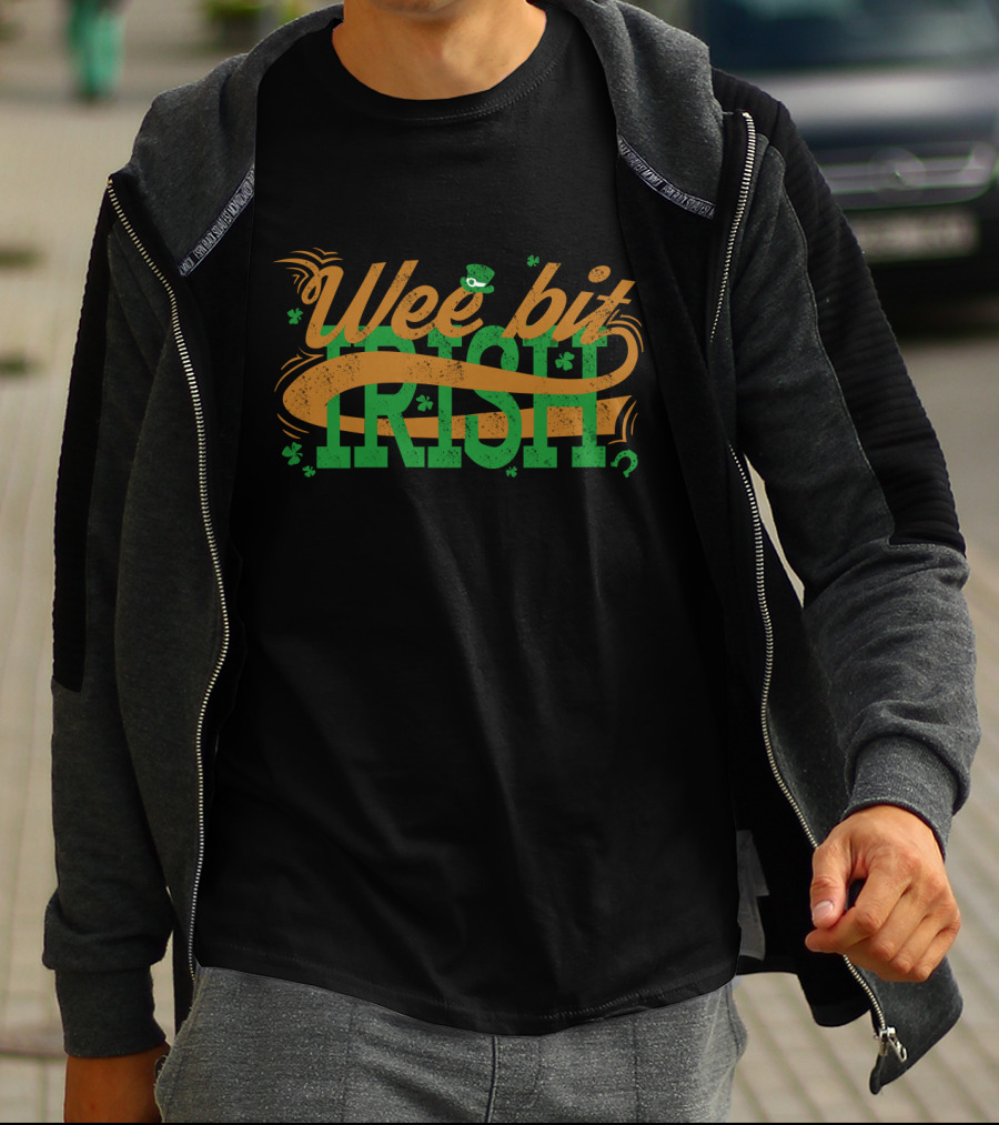 Wee Bit Irish St. Patrick's Shamrock Hat Lucky Symbols T-Shirt