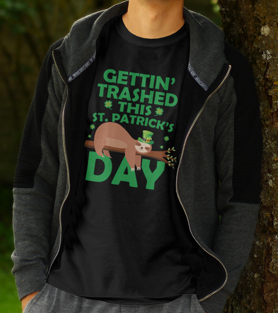 Gettin' Trashed This St. Patrick's Day Funny Sloths T-Shirt