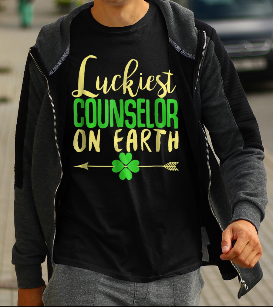 Luckiest Counselor On Earth Lucky School Shamrock Arrow T-Shirt