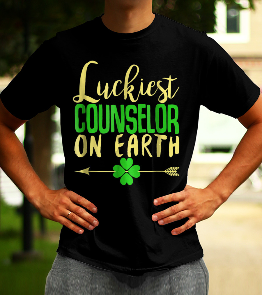 Luckiest Counselor On Earth Lucky School Shamrock Arrow T-Shirt