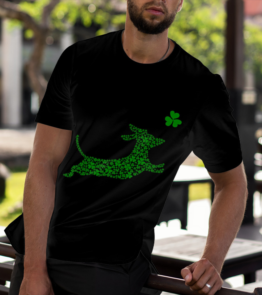 Cute Dachshund Dog Made Of Shamrocks For St. Patrick's Day T-Shirt