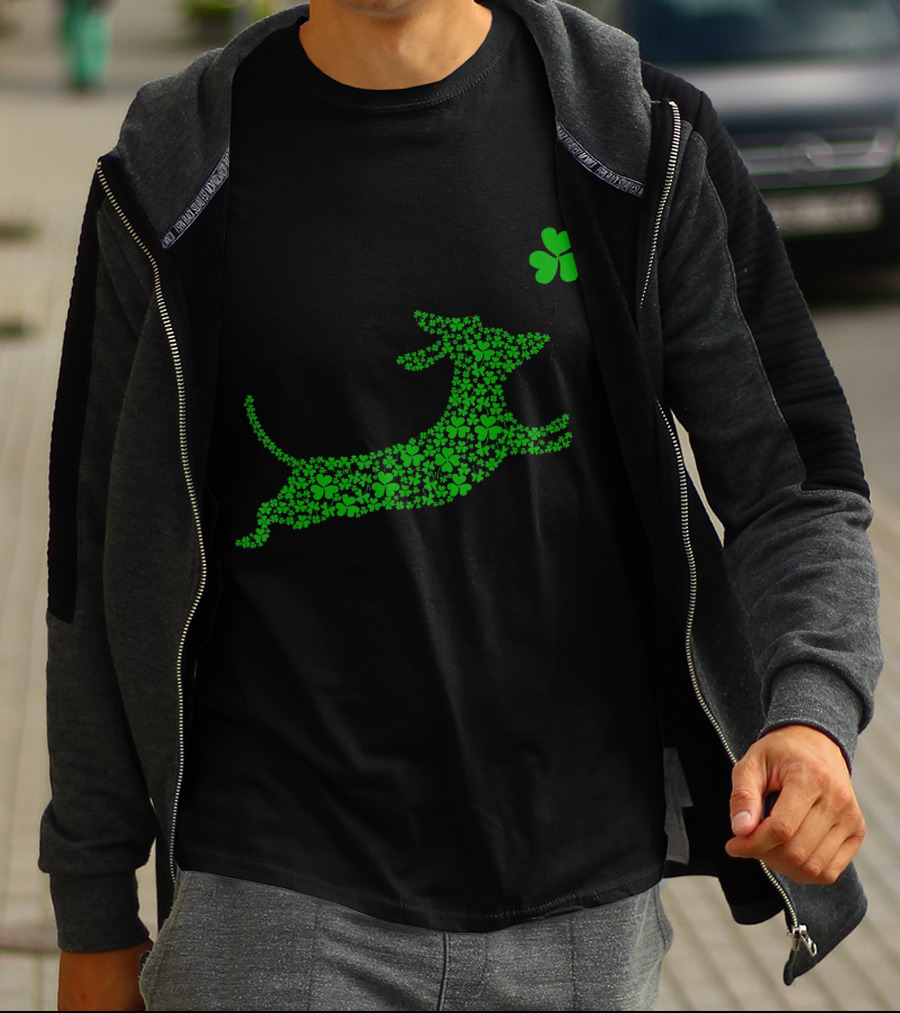 Cute Dachshund Dog Made Of Shamrocks For St. Patrick's Day T-Shirt