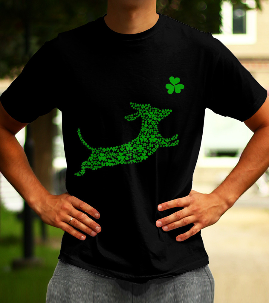 Cute Dachshund Dog Made Of Shamrocks For St. Patrick's Day T-Shirt