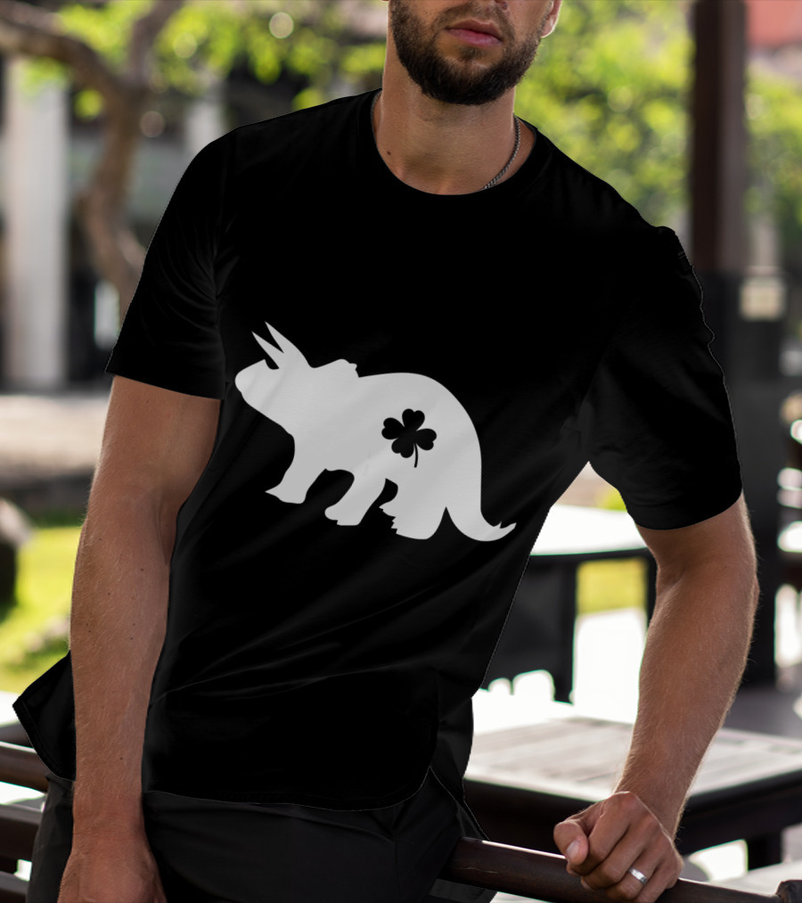Dino Dinosaur Shamrock Clover St. Patrick's Day T-Shirt