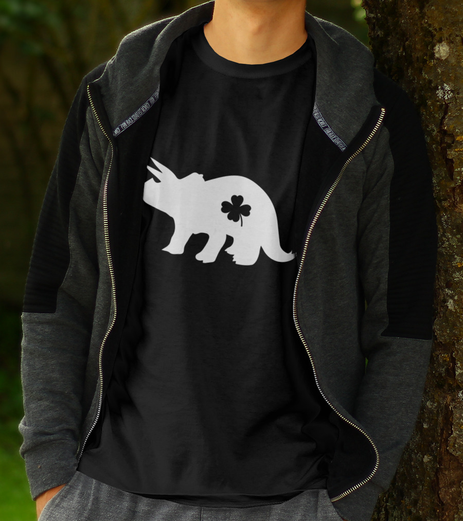 Dino Dinosaur Shamrock Clover St. Patrick's Day T-Shirt
